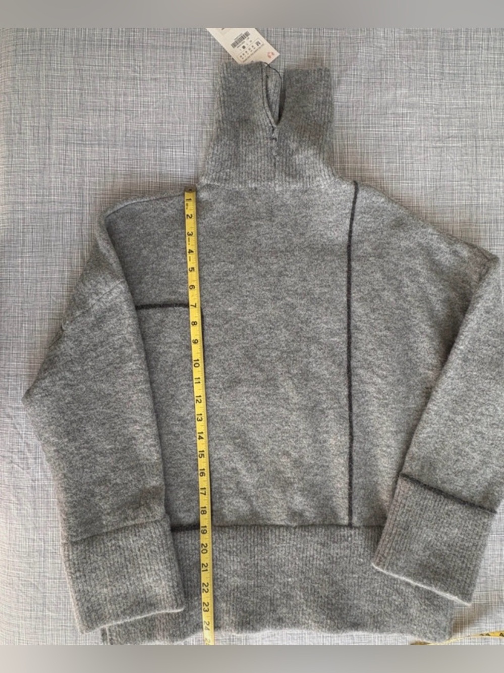 NWT Zara Gray Knit Mock Turtleneck Sweater Sleeve M- Code 1361 - Picture 7 of 13